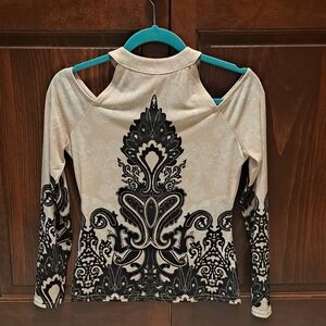 EUC Venus Cold Shoulder Elegant Black and Cream Women's Top